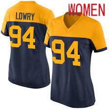 Women Green Bay Packers #94 Dean Lowry Nike Navy Game NFL Jersey->women nfl jersey->Women Jersey